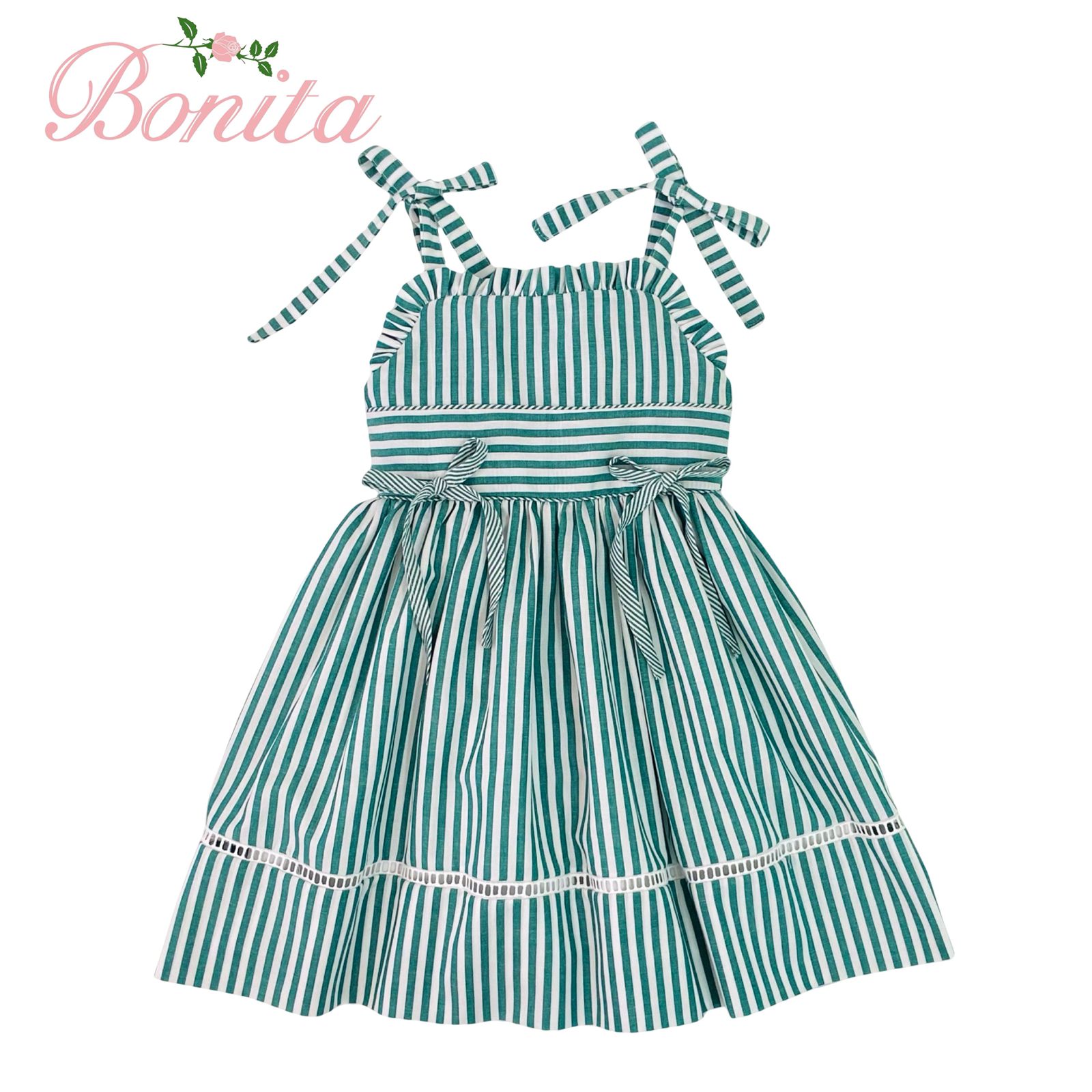 Vestido Alça Listras Verde 