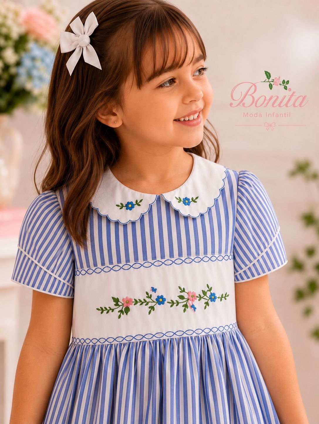 Vestido Maria Listrado Azul