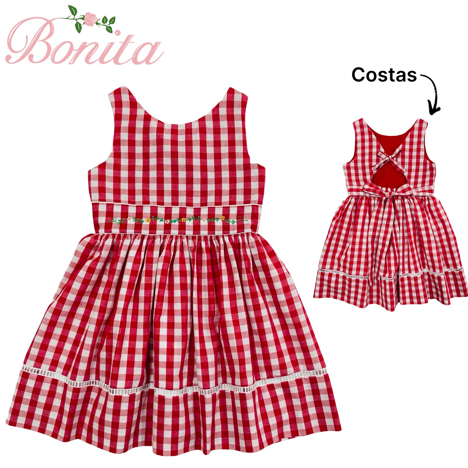 Vestido Vichy Vermelho Raminho 