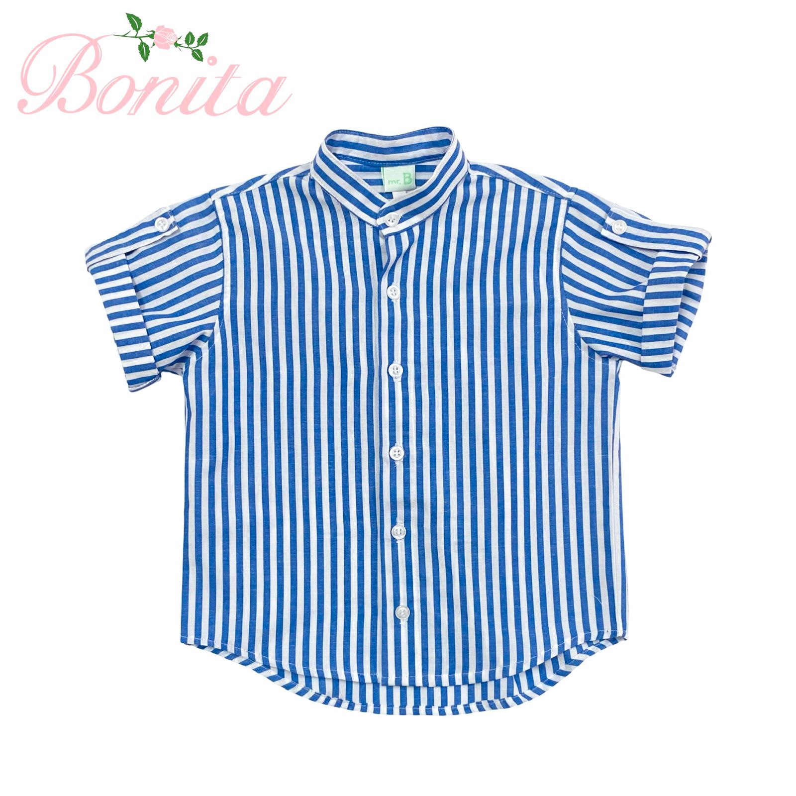 Camisa Manga curta Listras Azul