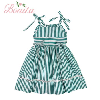 Vestido Alça Listras Verde 