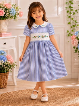 Vestido Maria Listrado Azul