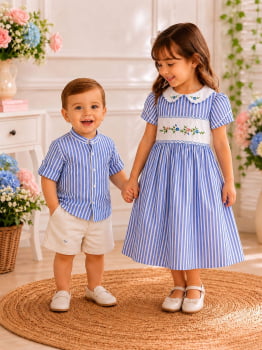 Vestido Maria Listrado Azul