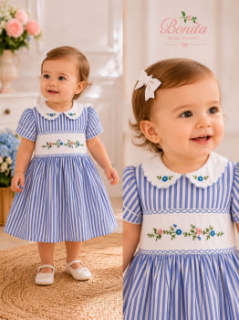 Vestido Maria Listrado Azul