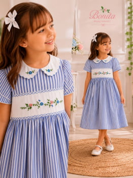 Vestido Maria Listrado Azul