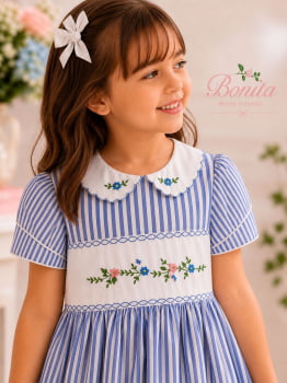 Vestido Maria Listrado Azul Vestido Maria Listrado Azul
