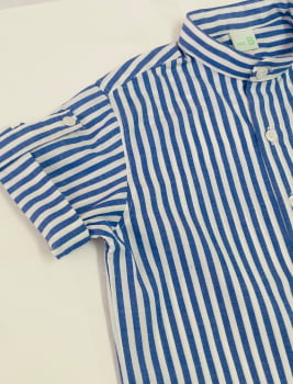 Camisa Manga curta Listras Azul
