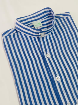 Camisa Manga curta Listras Azul